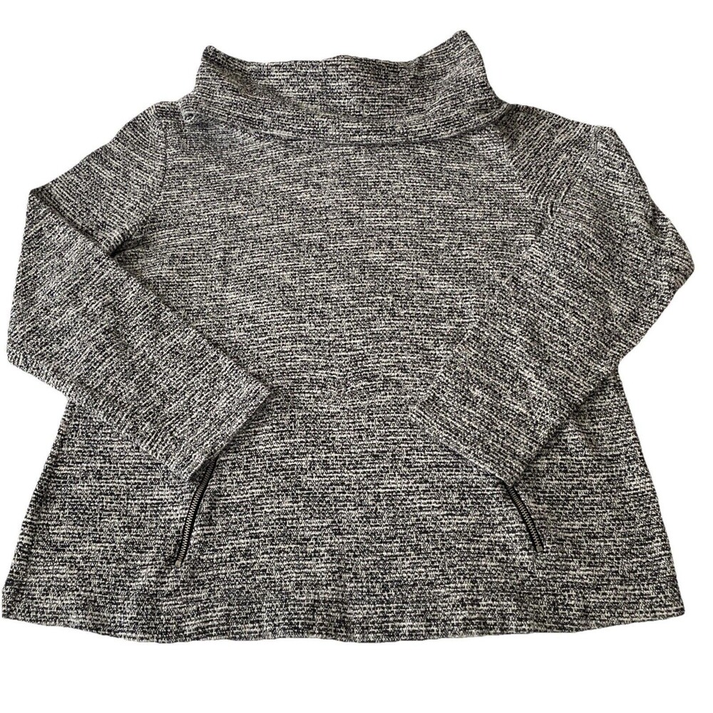 Croft & Barrow Sweater Womens X-Large Gray Marled Cowl Neck Long Sleeve Pullover